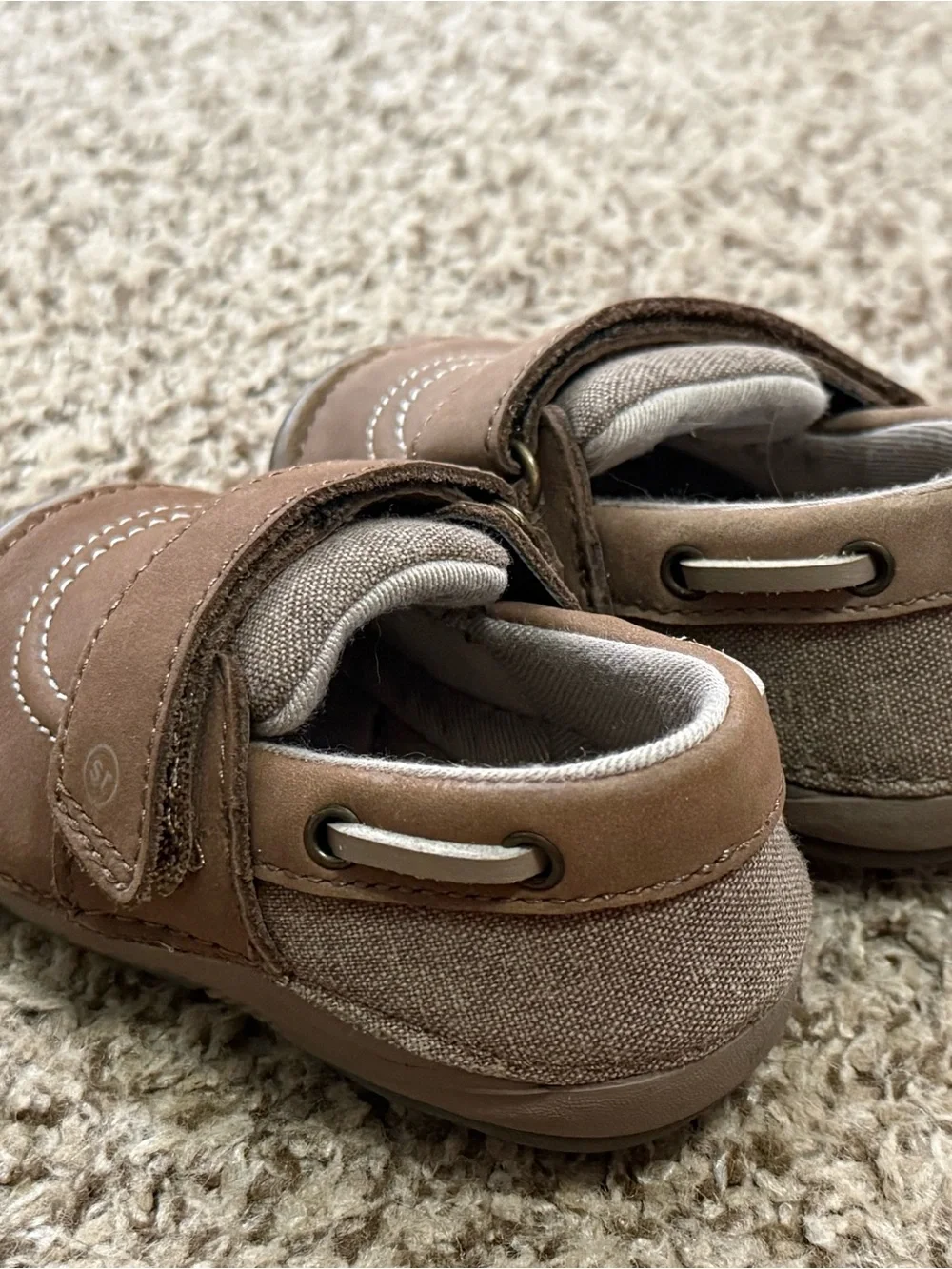 Stride Rite Brown Leather Velcro Baby Walker Shoes